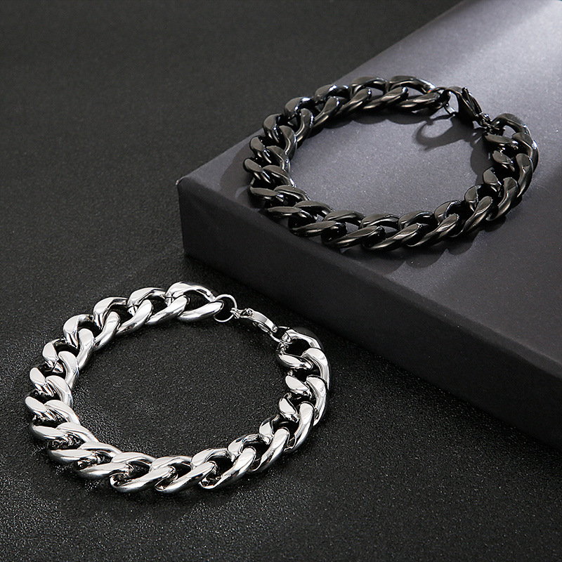 Hip-Hop Retro Solid Color Titanium Steel Chain 18K Gold Plated Men's Bracelets Necklace display picture 1