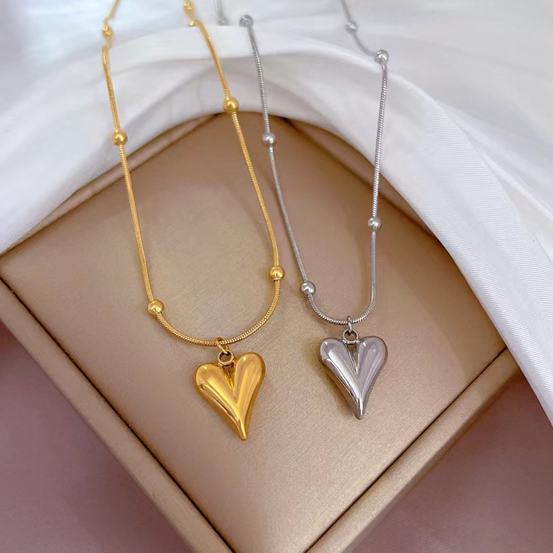 Acero Inoxidable 304 Chapados en oro de 18k Romántico Enchapado Forma De Corazón Collar Colgante display picture 5