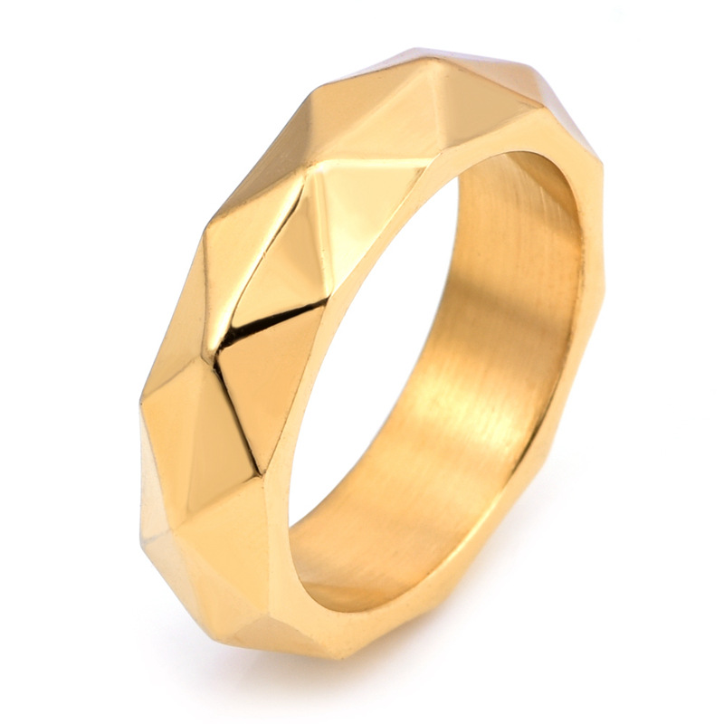 Retro Solid Color Titanium Steel Metal Carving 18K Gold Plated Unisex Rings display picture 1