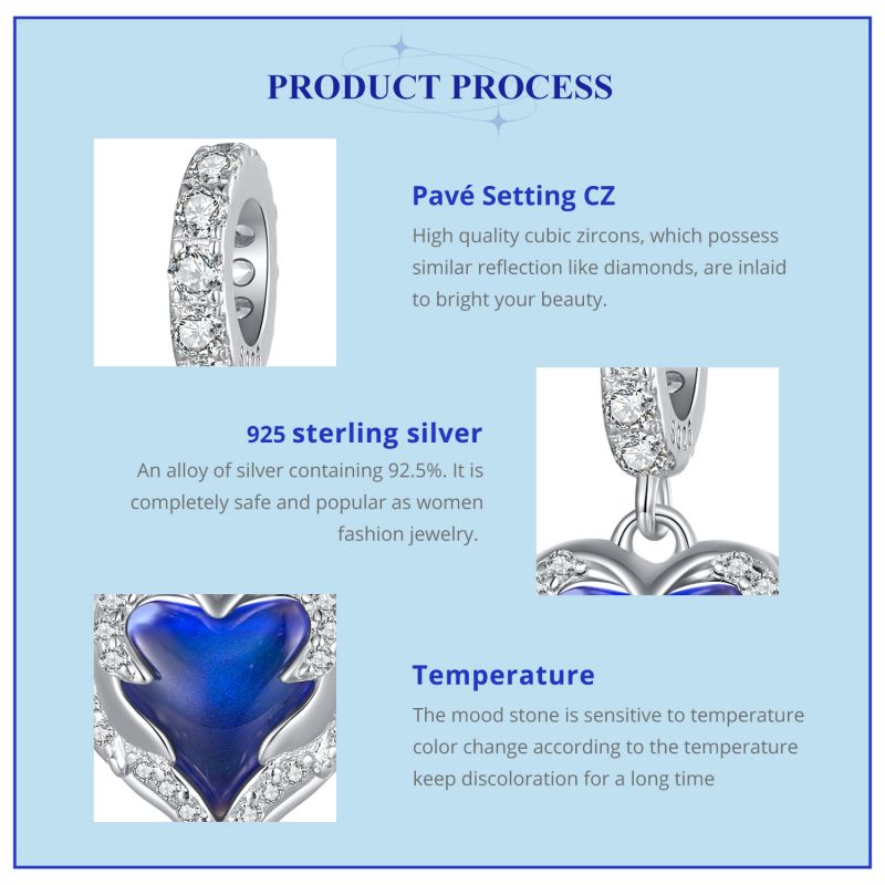 غير رسمي شكل القلب الفضة الاسترليني ترصيع الزركون اكسسوارات المجوهرات display picture 6