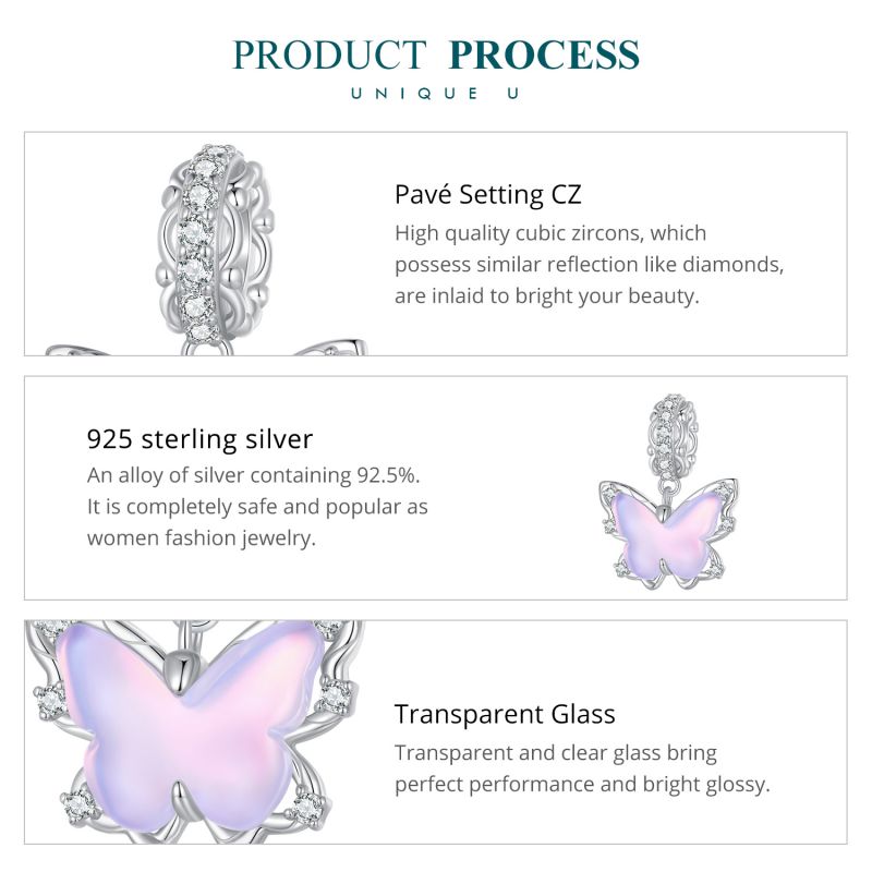 غير رسمي فراشة الفضة الاسترليني ترصيع زجاج الزركون اكسسوارات المجوهرات display picture 11