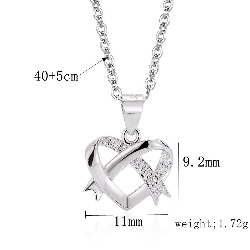Ig Style Vintage Style Heart Shape Sterling Silver Plating Inlay Zircon Silver Plated Pendant Necklace display picture 1