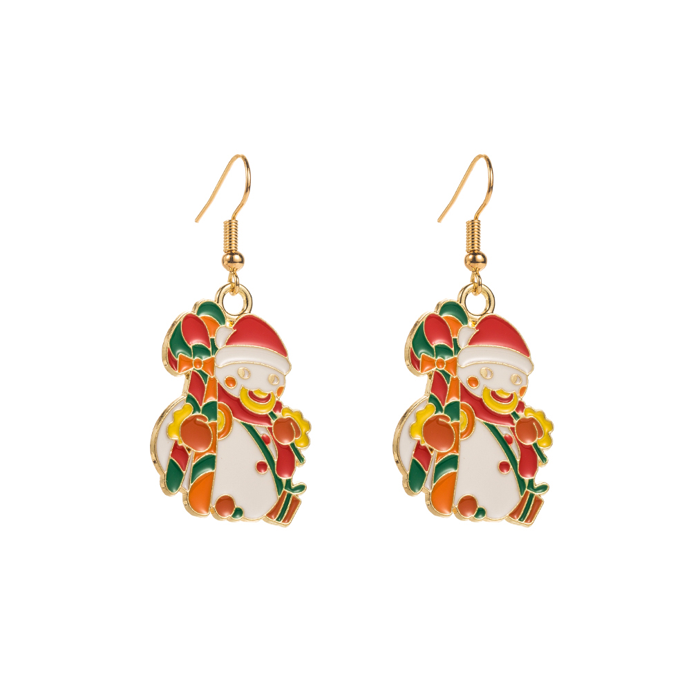 1 Pair Elegant Glam Christmas Christmas Tree Santa Claus Snowman Enamel Alloy Gold Plated Drop Earrings display picture 5