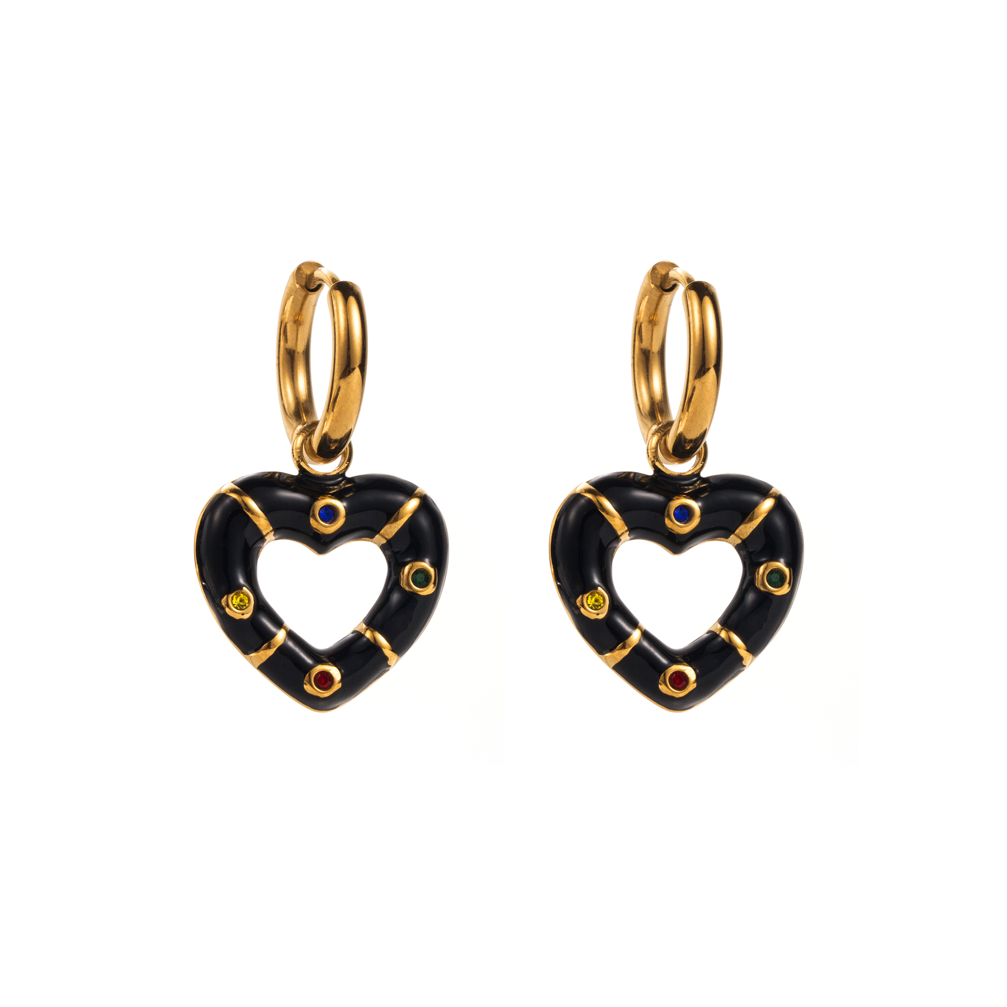 1 Pair Modern Style Sweet Heart Shape Enamel Stainless Steel Drop Earrings display picture 3