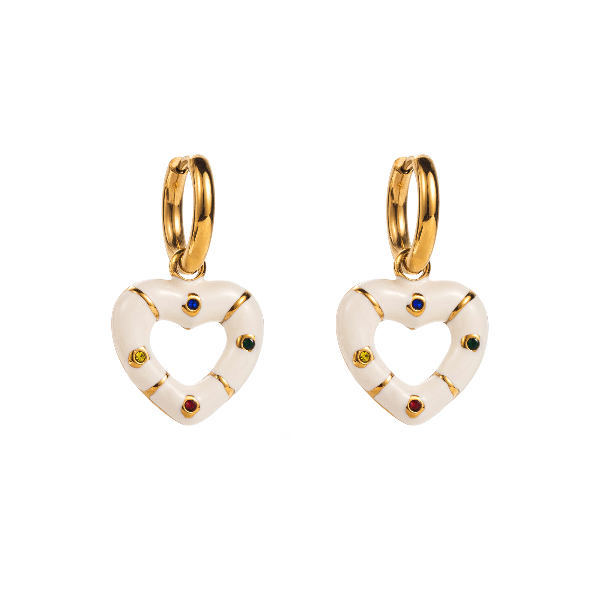 1 Pair Modern Style Sweet Heart Shape Enamel Stainless Steel Drop Earrings display picture 1