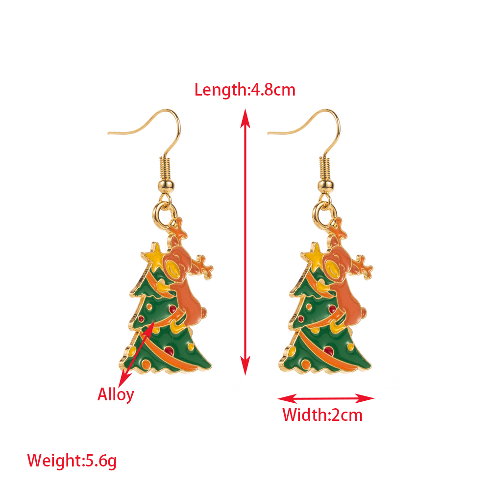 1 Pair Elegant Glam Christmas Christmas Tree Santa Claus Snowman Enamel Alloy Gold Plated Drop Earrings display picture 2
