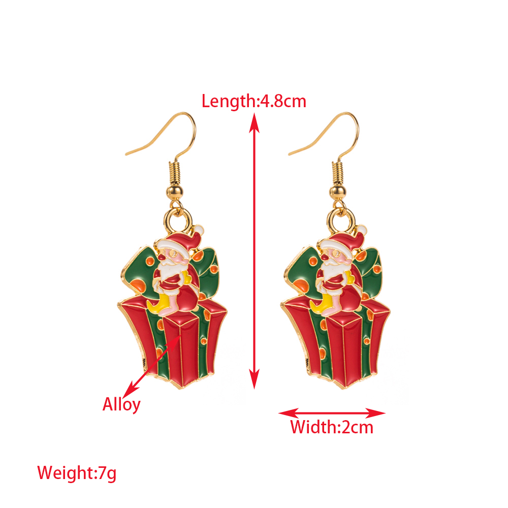 1 Pair Elegant Glam Christmas Christmas Tree Santa Claus Snowman Enamel Alloy Gold Plated Drop Earrings display picture 3