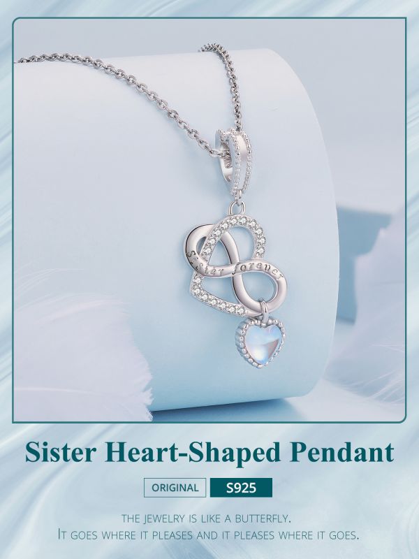 Casual Heart Shape Sterling Silver Inlay Moonstone Zircon Jewelry Accessories display picture 11