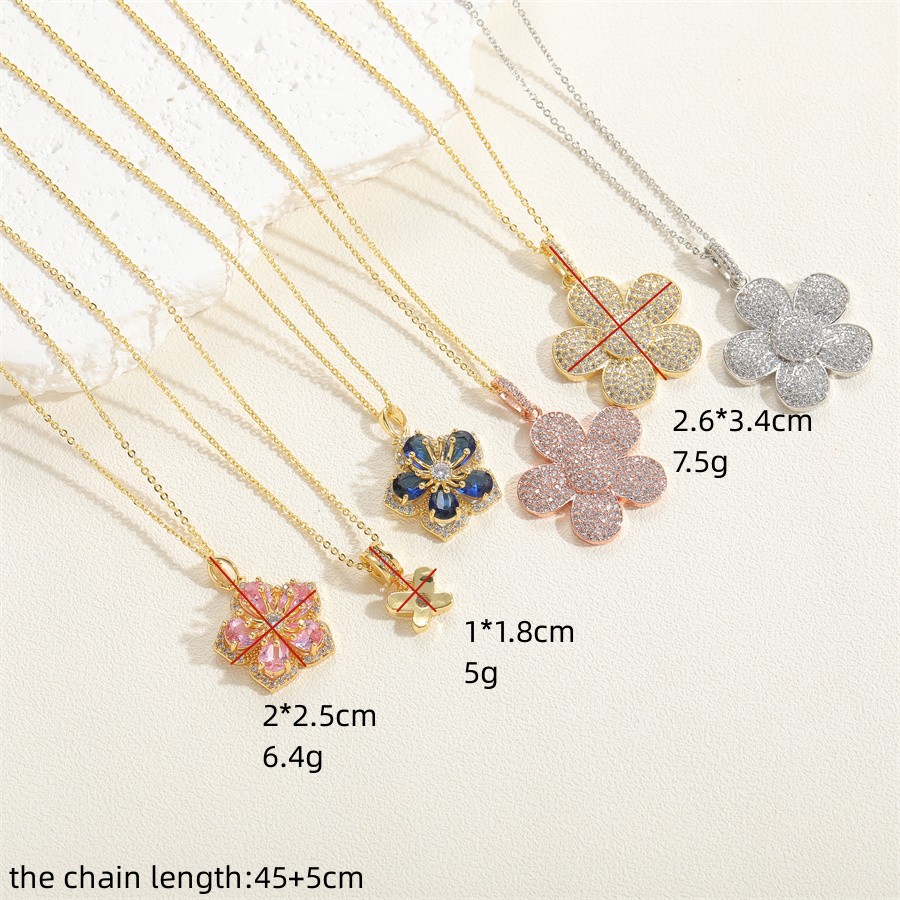 Elegant Simple Style Flower Butterfly Copper Plating Inlay Zircon 14k Gold Plated White Gold Plated Pendant Necklace display picture 2