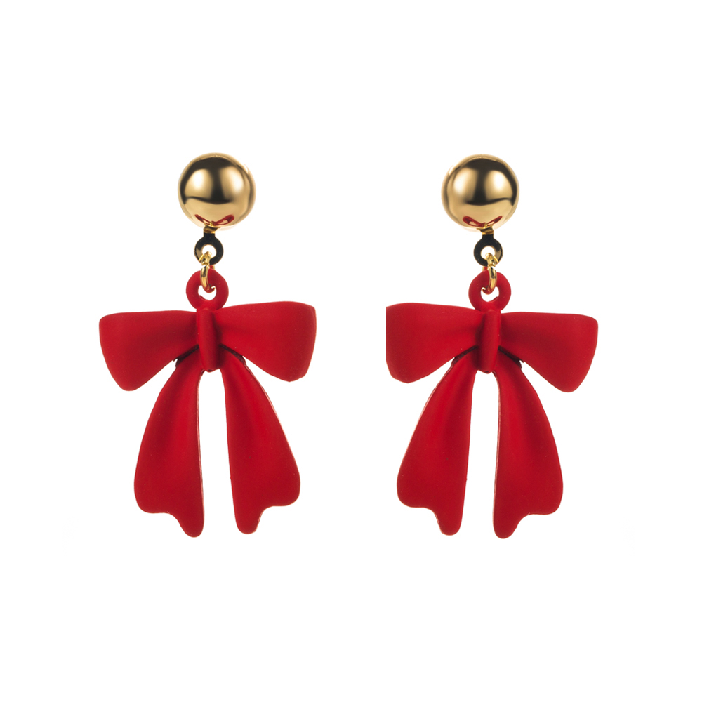 1 Pair Casual Christmas Streetwear Christmas Tree Gloves Bow Knot Enamel Alloy Drop Earrings display picture 6