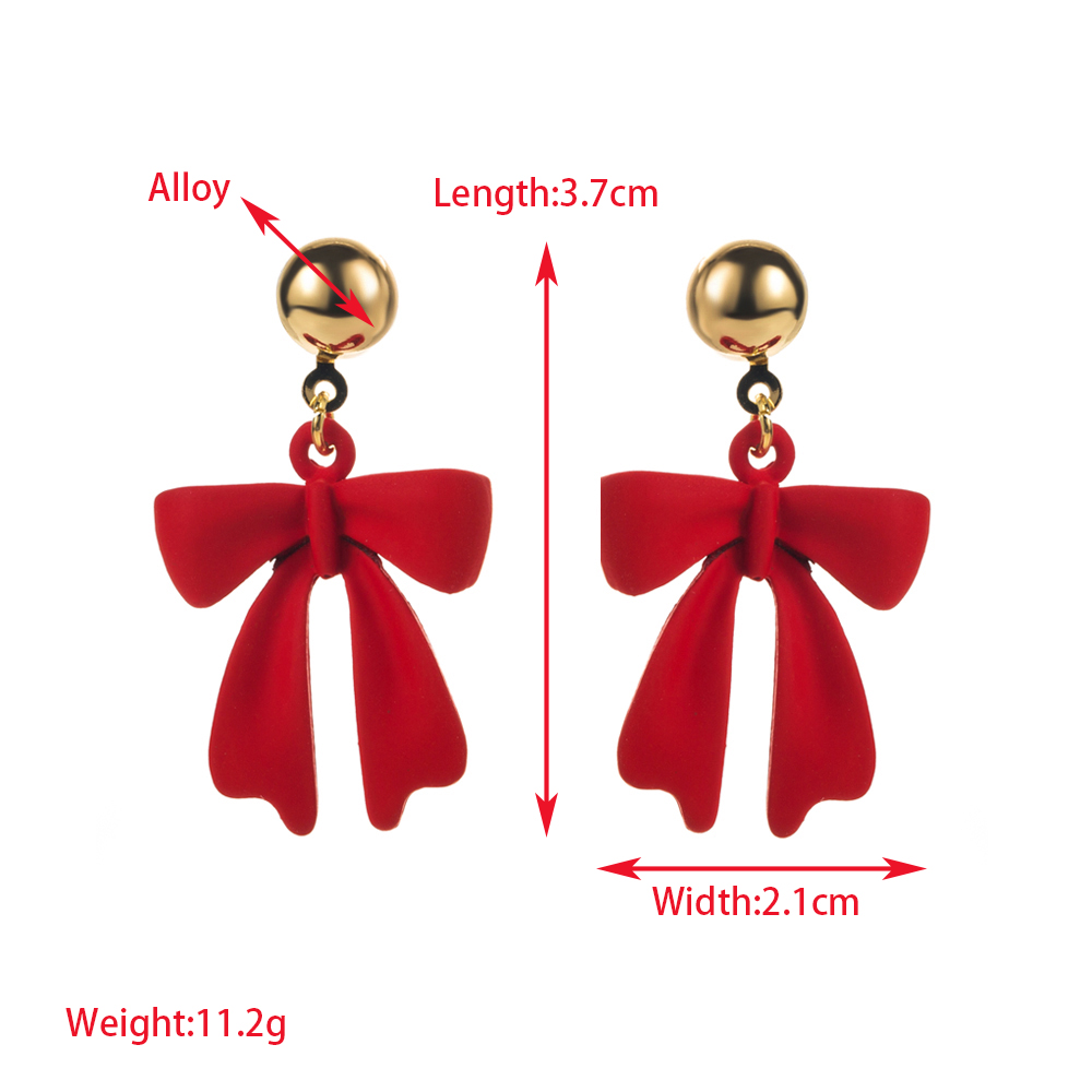 1 Pair Casual Christmas Streetwear Christmas Tree Gloves Bow Knot Enamel Alloy Drop Earrings display picture 1