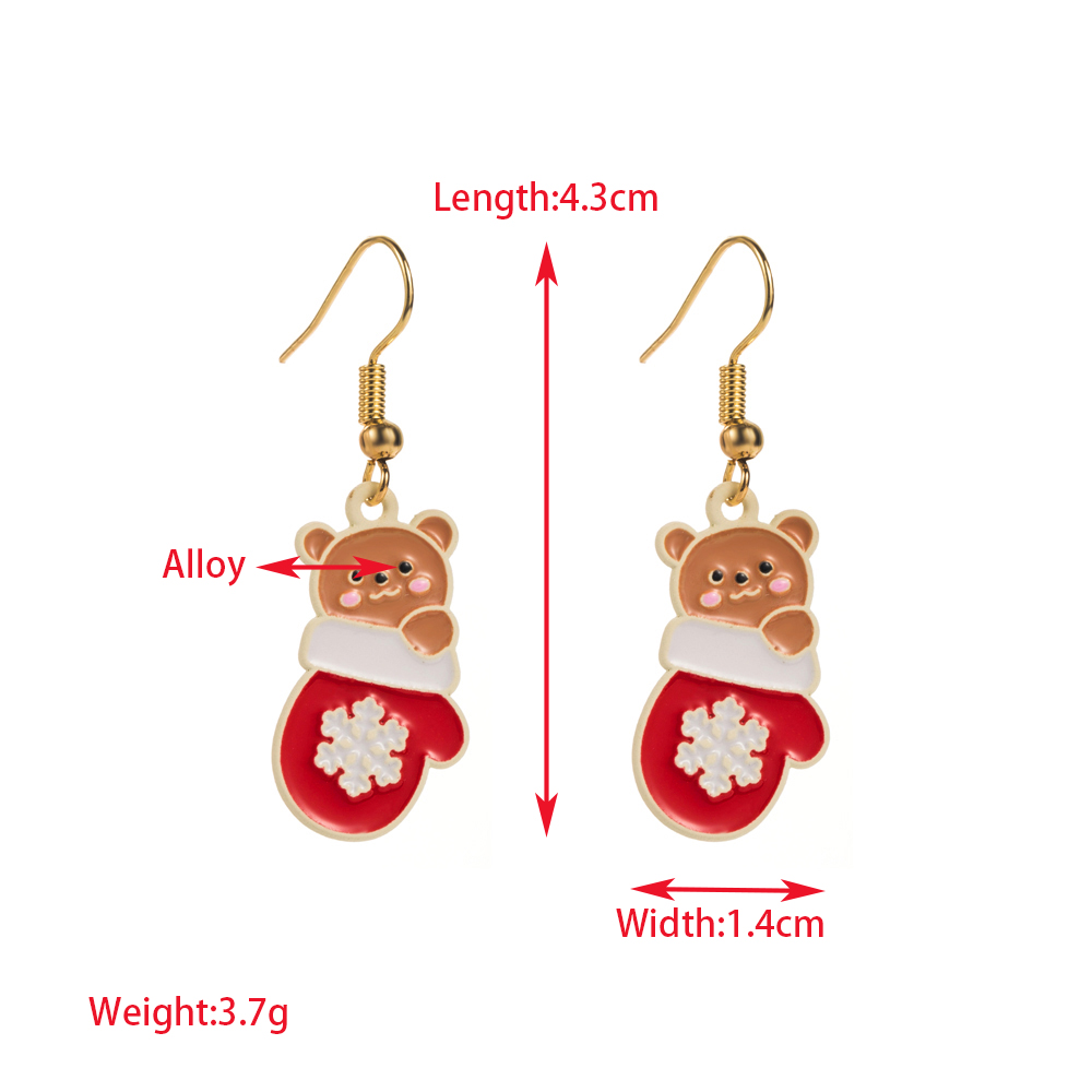 1 Pair Casual Christmas Streetwear Christmas Tree Gloves Bow Knot Enamel Alloy Drop Earrings display picture 2