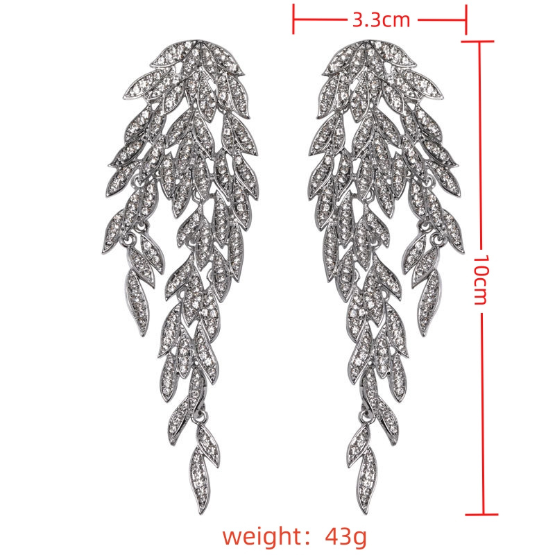 1 Pair Vintage Style Leaves Plating Inlay Alloy Rhinestones Silver Plated Ear Studs display picture 12