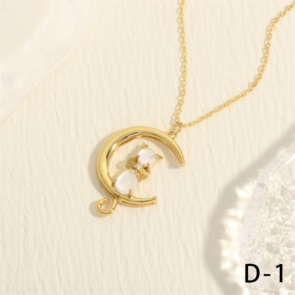 Style Simple Chat Le Cuivre Placage Incruster Zircon Plaqué Or 18k Pendentif display picture 13