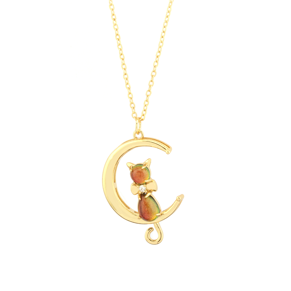 Simple Style Cat Copper Plating Inlay Zircon 18k Gold Plated Pendant Necklace display picture 2