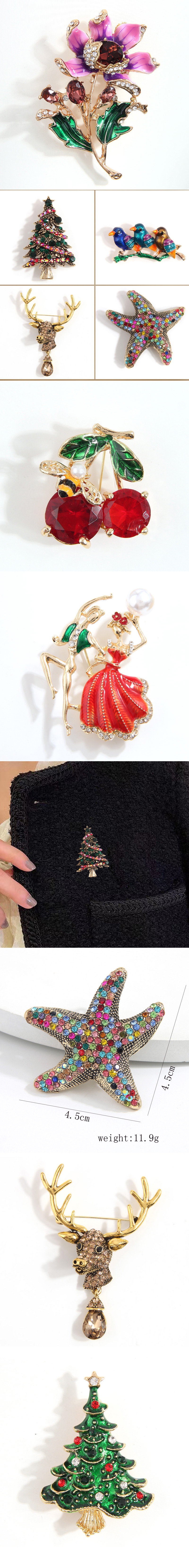 Simple Style Christmas Tree Alloy Inlay Rhinestones Pearl Women's Brooches 1 Piece display picture 1