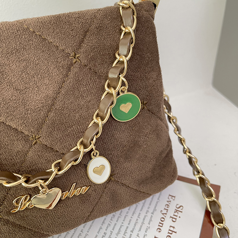 Women's Suede Solid Color Lingge Elegant Vacation Sewing Thread Square Zipper Handbag Square Bag display picture 7