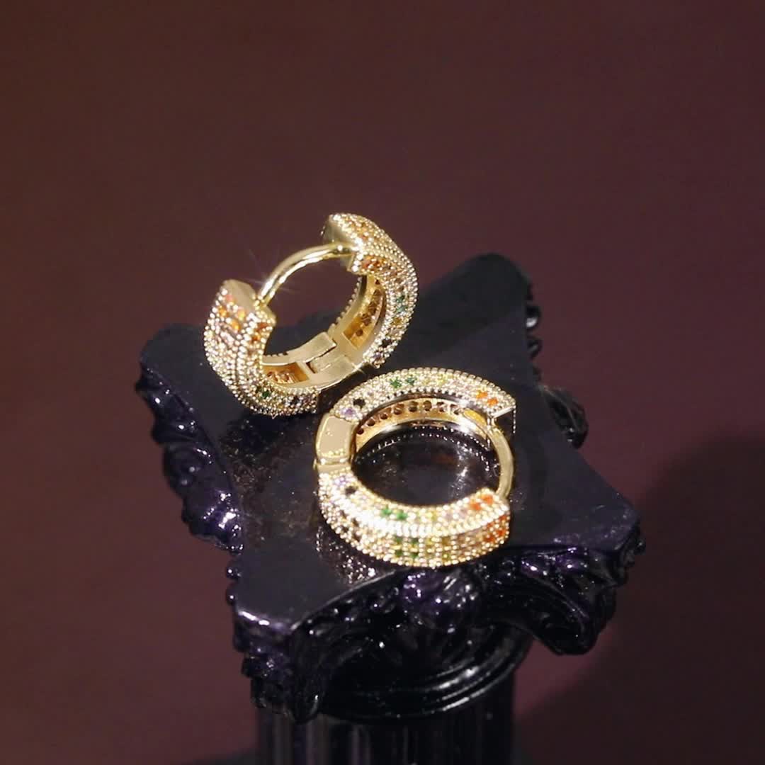 1 Pair Elegant Circle Plating Inlay Copper Zircon Gold Plated Hoop Earrings display picture 1