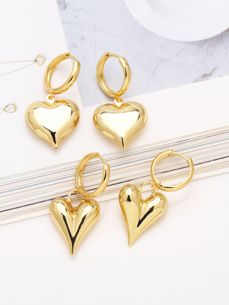 1 Pair Modern Style Simple Style Korean Style Heart Shape Plating Copper 18k Gold Plated Drop Earrings display picture 6