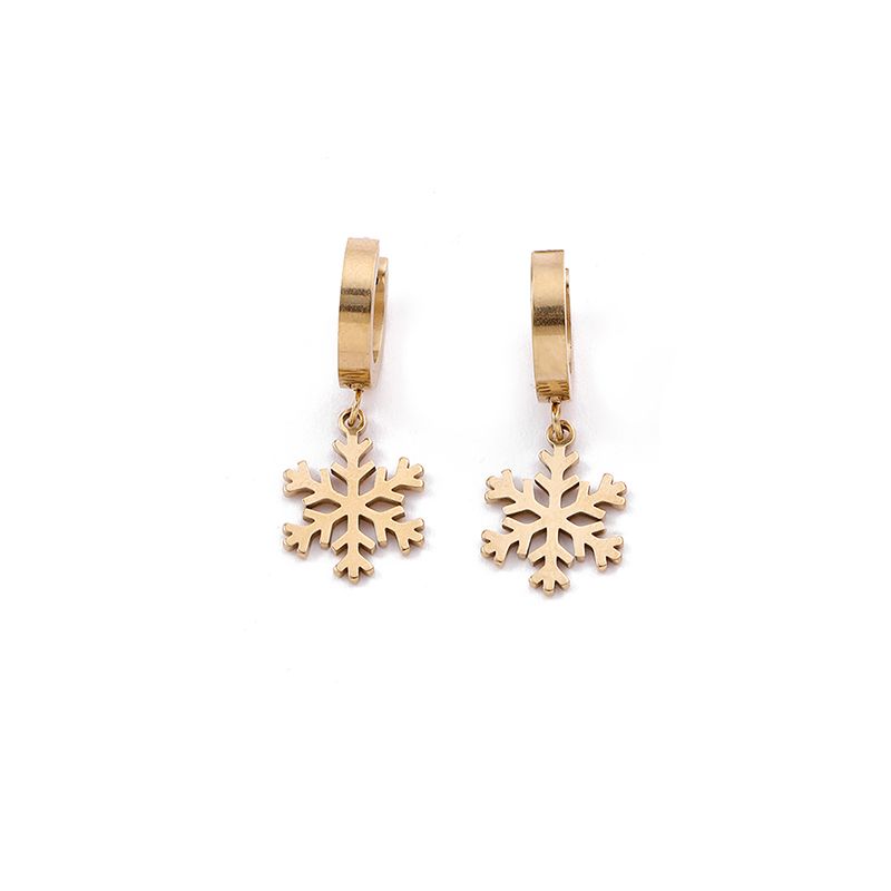 1 Pair Simple Style Classic Style Commute Feather Bow Knot Snowflake Polishing Plating Stainless Steel 18K Gold Plated Drop Earrings display picture 4
