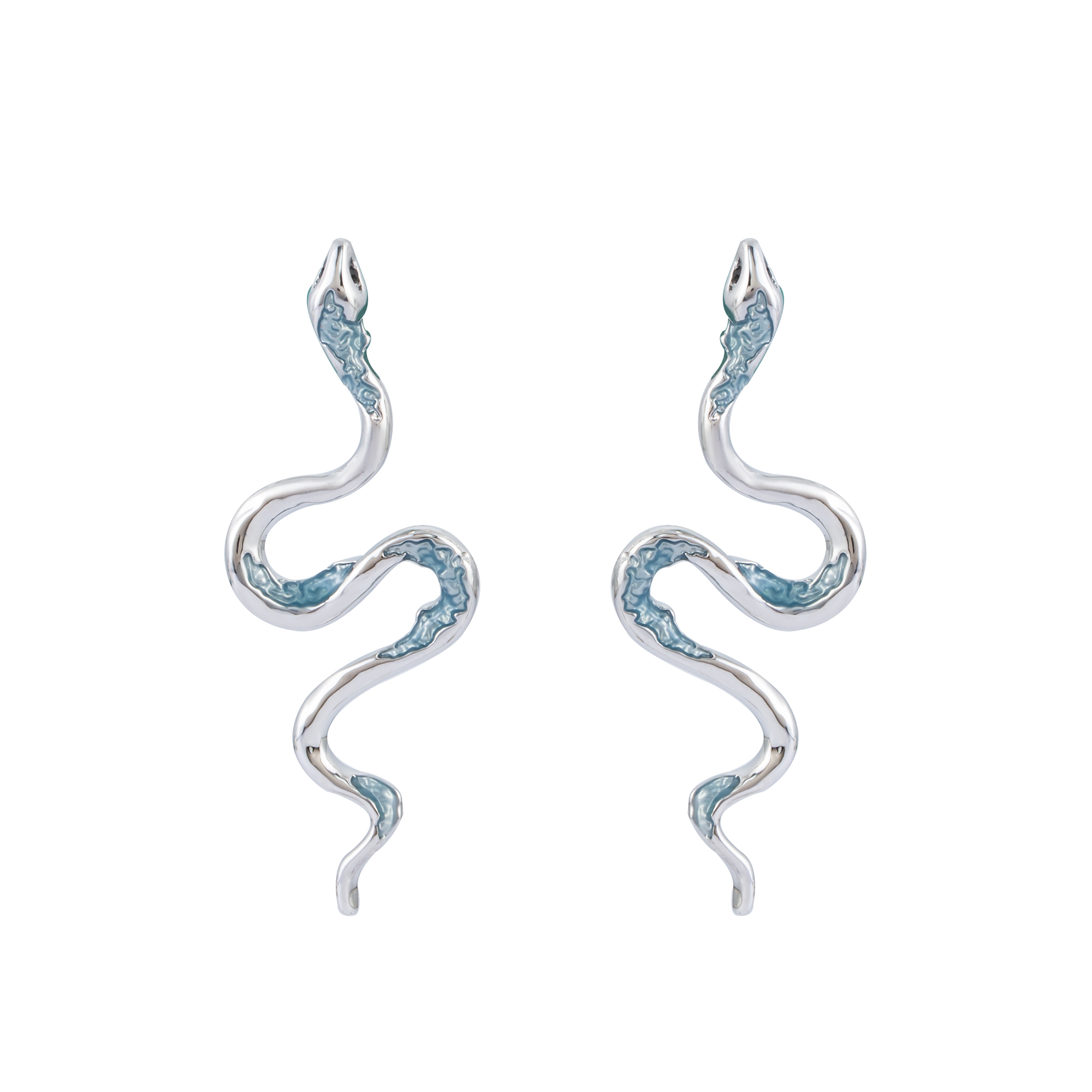 1 Pair Simple Style Snake Plating Inlay Alloy Crystal Silver Plated Ear Studs display picture 5