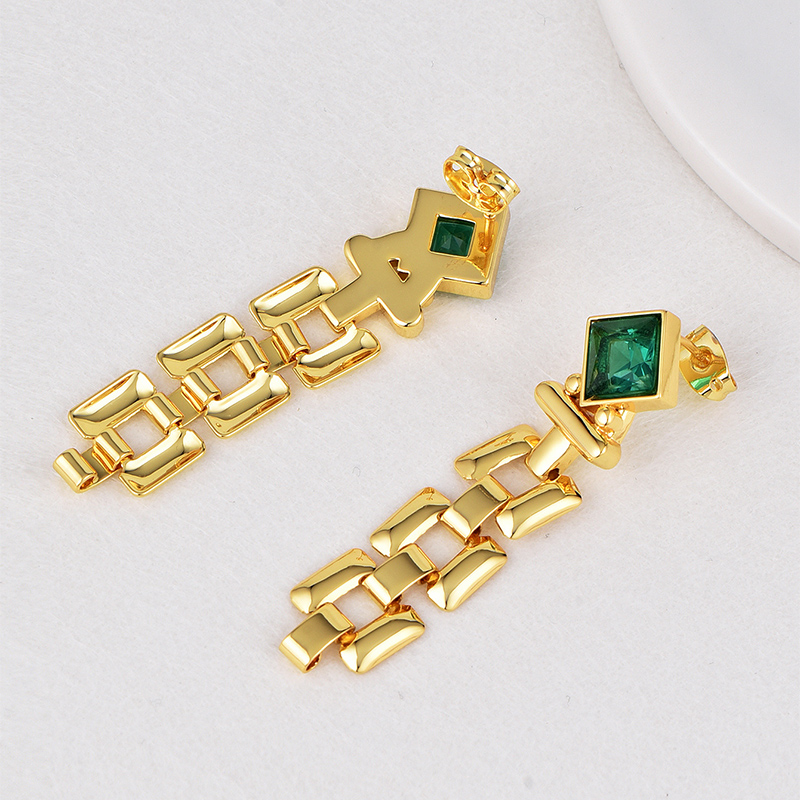 1 Pair Vintage Style Vacation Round Rhombus Enamel Plating Inlay Copper Zircon 18k Gold Plated Drop Earrings display picture 12