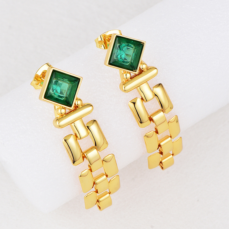 1 Pair Vintage Style Vacation Round Rhombus Enamel Plating Inlay Copper Zircon 18k Gold Plated Drop Earrings display picture 15