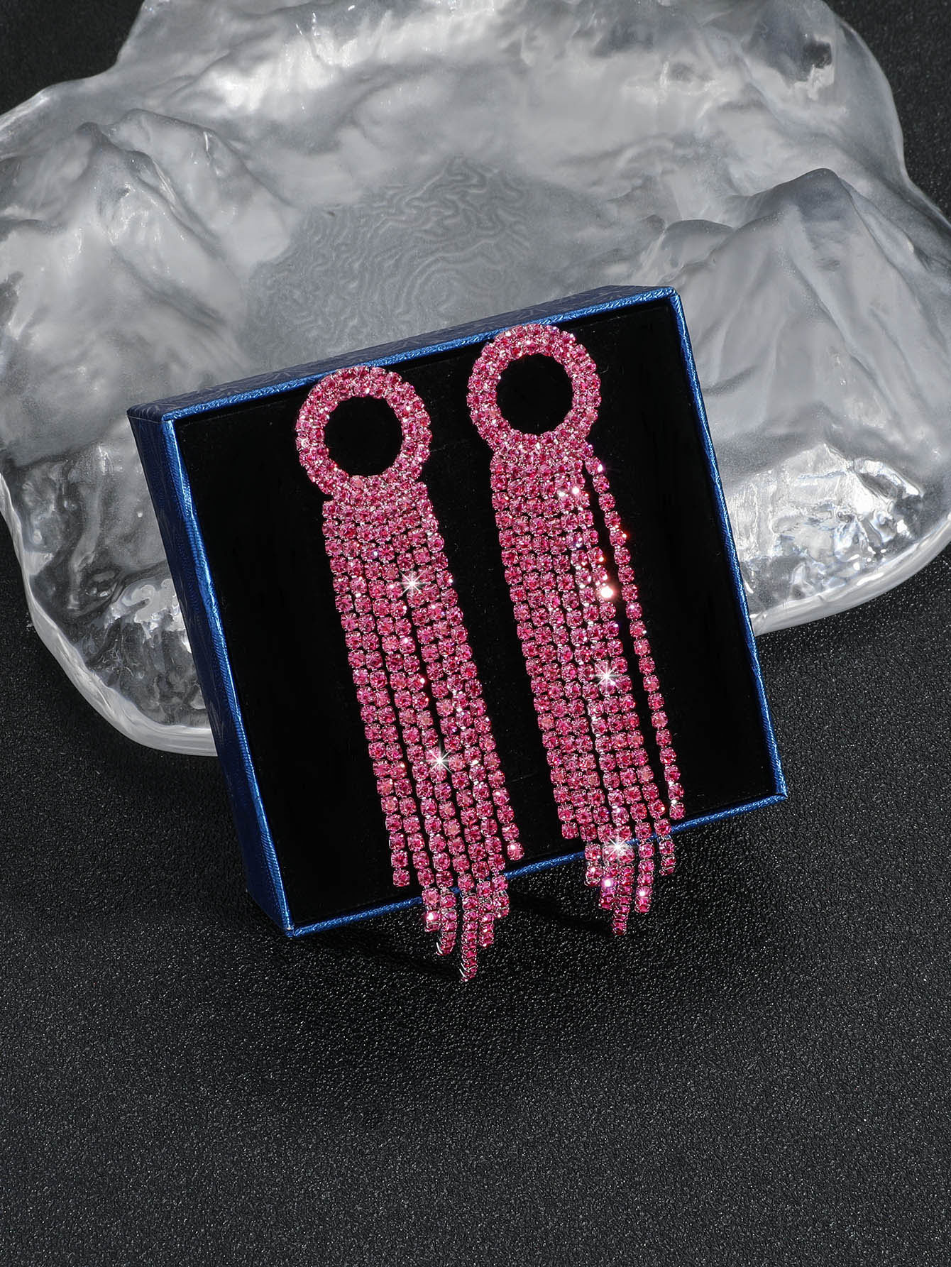 1 Pair Vacation Solid Color Plating Inlay Alloy Rhinestone Rhinestones Silver Plated Drop Earrings display picture 1