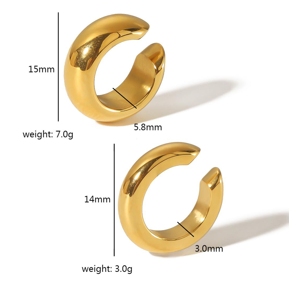 1 Pair Vintage Style Round Polishing Plating 304 Stainless Steel Ear Cuffs display picture 6
