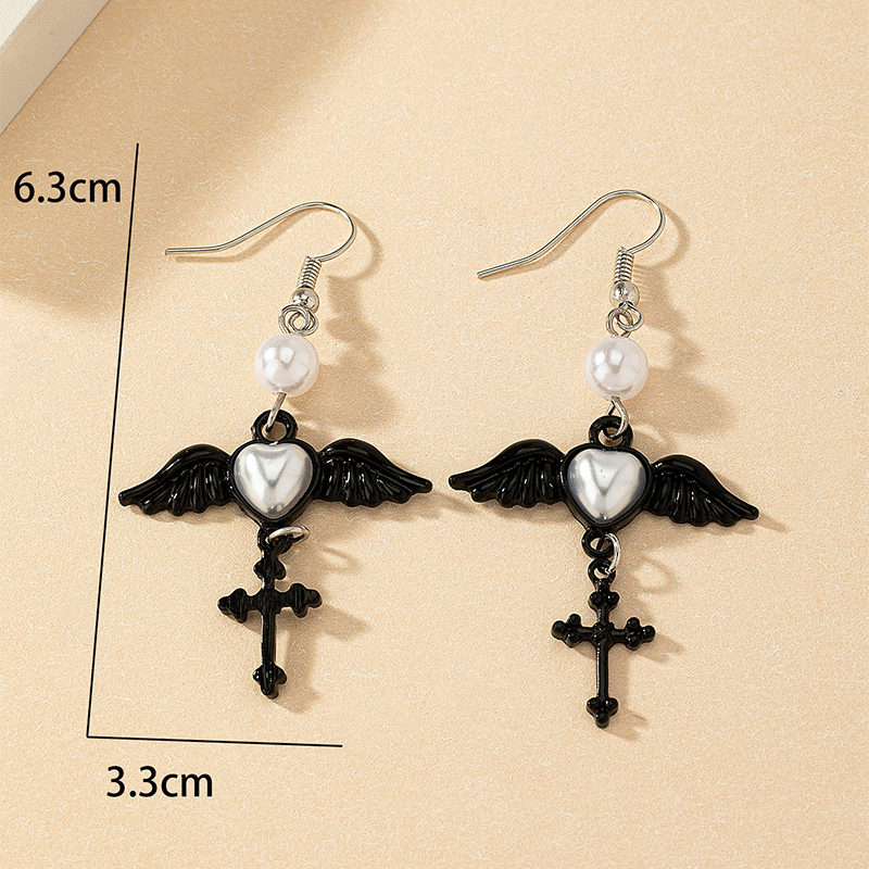 1 Pair Simple Style Heart Shape Plating Inlay Alloy Acrylic White Gold Plated Drop Earrings display picture 1