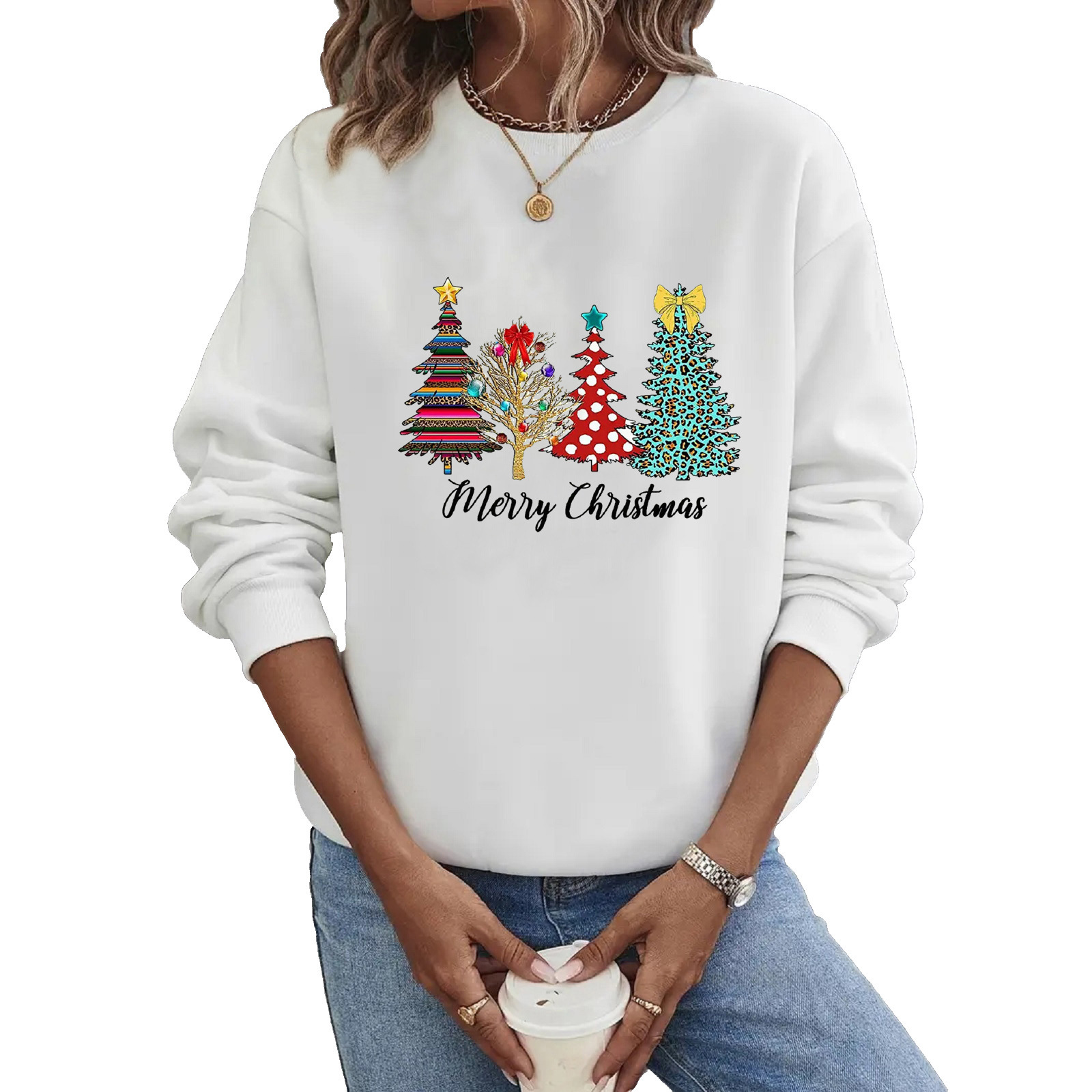 Women's Hoodies Long Sleeve Thermal Transfer Printing Casual Christmas Tree Letter display picture 1