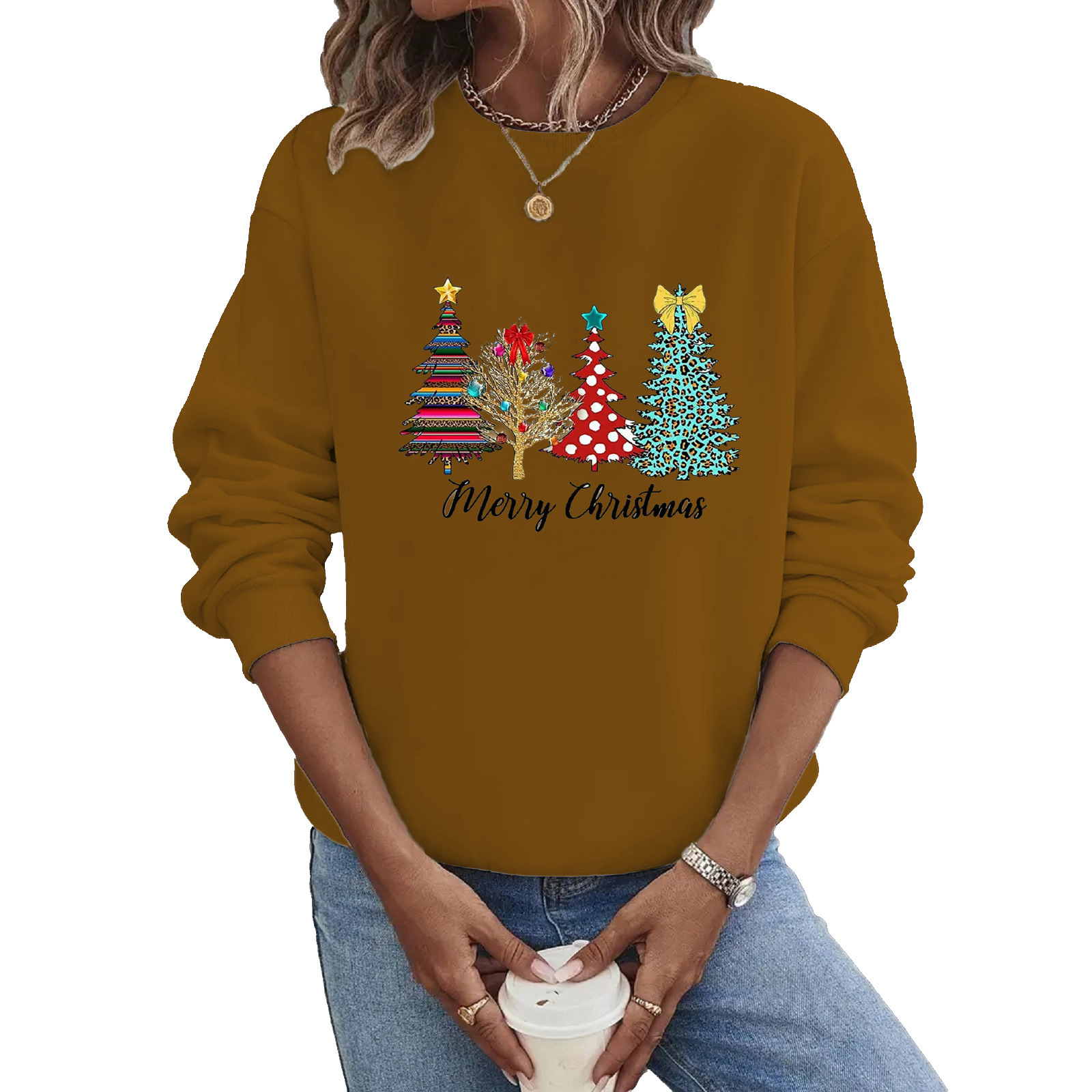 Women's Hoodies Long Sleeve Thermal Transfer Printing Casual Christmas Tree Letter display picture 5