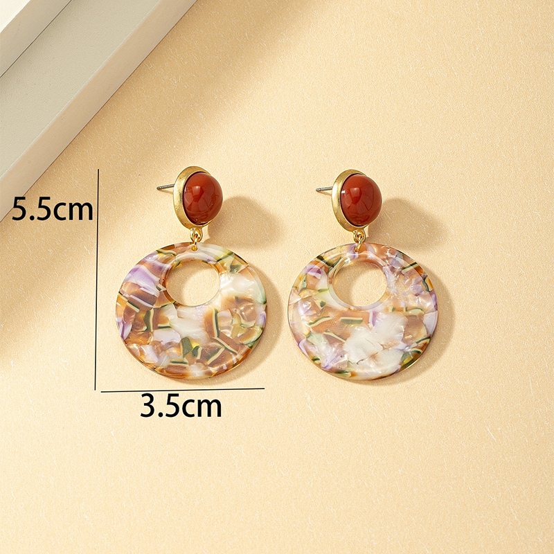 1 Pair Simple Style Round Plating Alloy Gold Plated Drop Earrings display picture 5