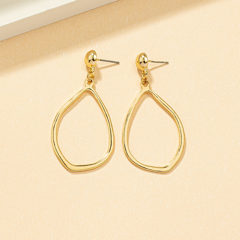 1 Pair Simple Style Solid Color Plating Alloy Gold Plated Drop Earrings display picture 1