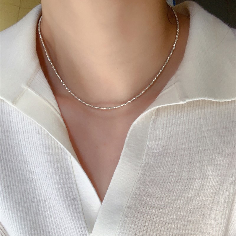 Simple Style Solid Color Sterling Silver Shell Beaded Handmade Double Layer Necklaces display picture 10