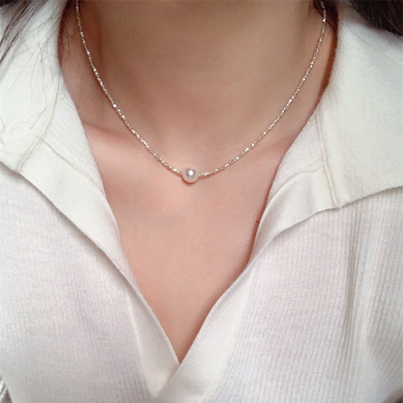 Simple Style Solid Color Sterling Silver Shell Beaded Handmade Double Layer Necklaces display picture 9