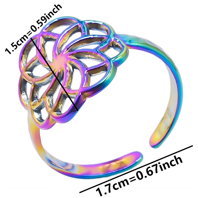 Classic Style Flower Stainless Steel Asymmetrical Polishing Rings display picture 5