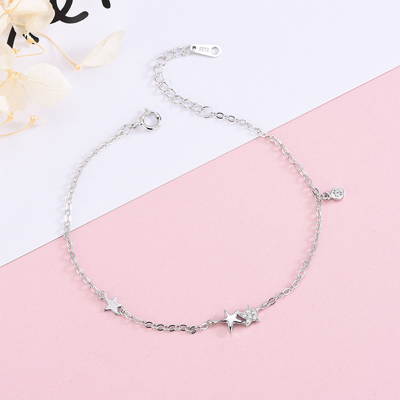 Casual Star Solid Color Sterling Silver Plating Inlay Zircon Silver Plated Bracelets display picture 3