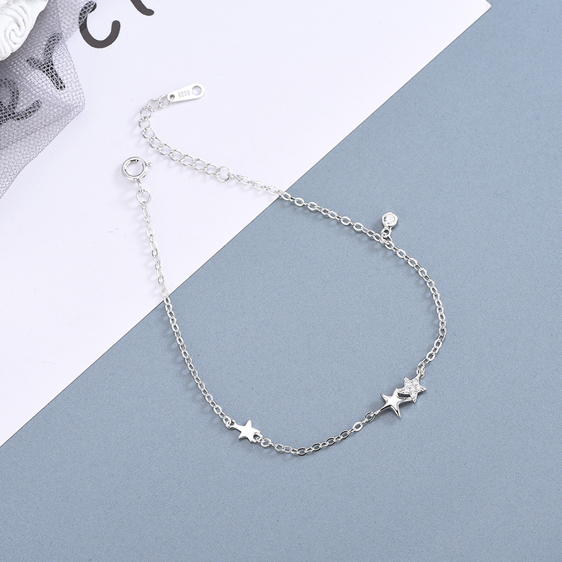 Casual Star Solid Color Sterling Silver Plating Inlay Zircon Silver Plated Bracelets display picture 4