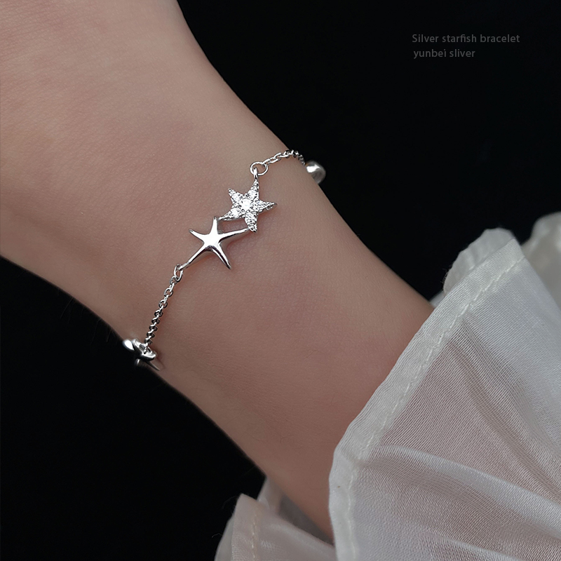 Décontractée Star Couleur Unie Argent Sterling Placage Incruster Zircon Plaqué Argent Bracelets display picture 6