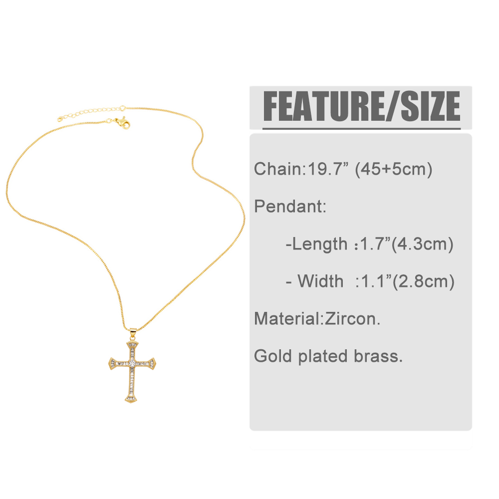 Simple Style Cross Copper Plating Inlay Zircon 18k Gold Plated Pendant Necklace display picture 1