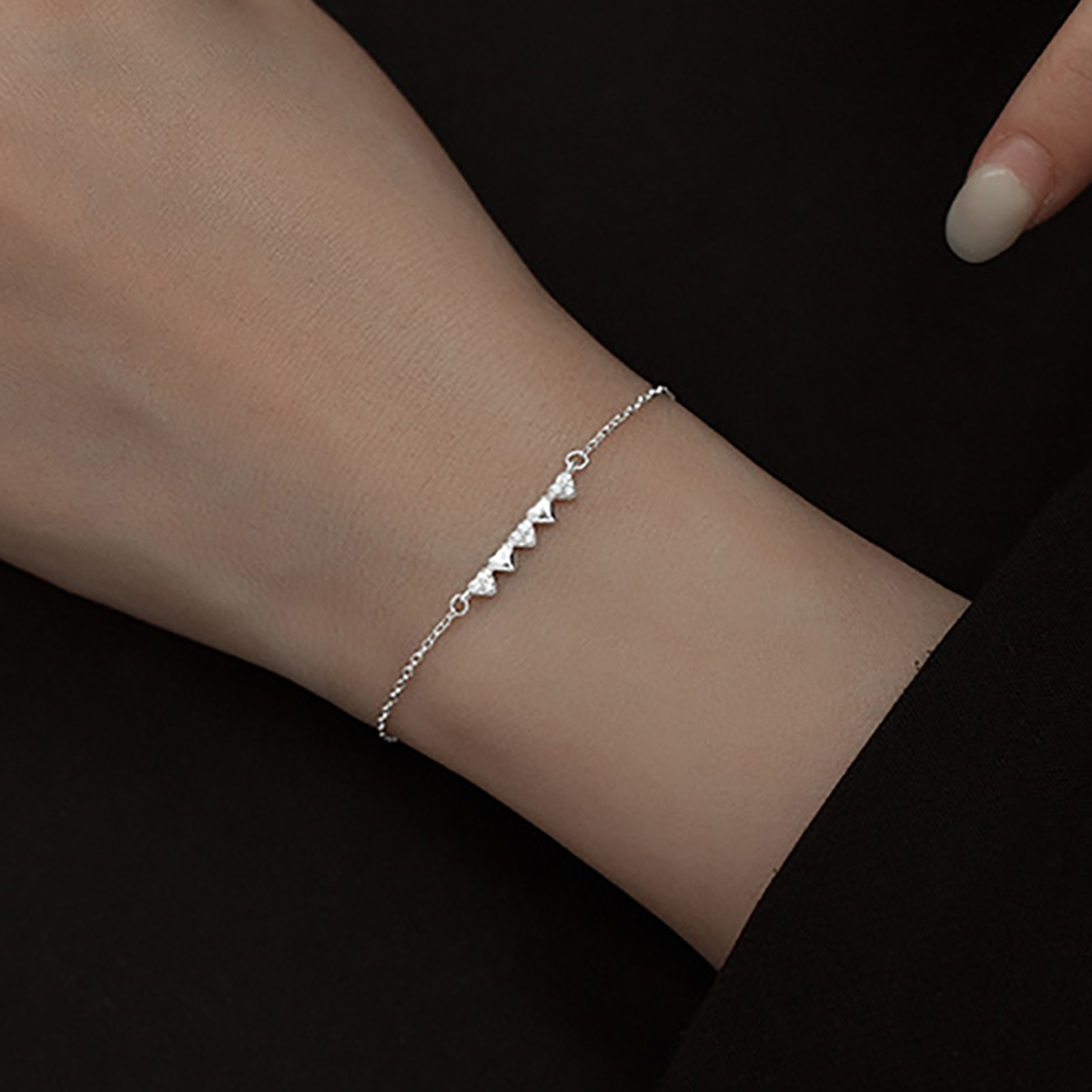 Casual Solid Color Sterling Silver Plating Inlay Zircon Silver Plated Bracelets display picture 7
