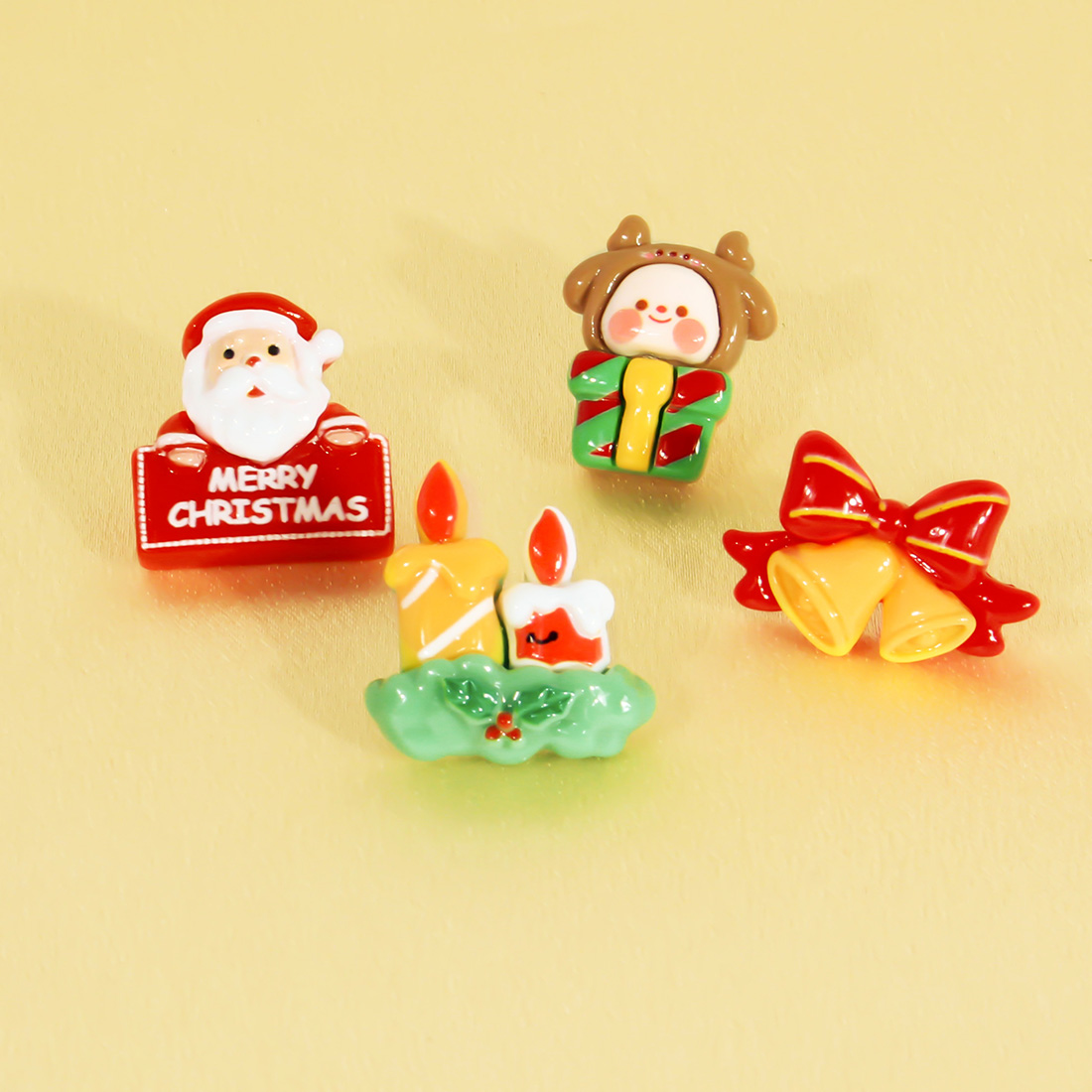 1 Pair Cute Sweet Commute Christmas Tree Santa Claus Candle Irregular Plastic Ear Studs display picture 5