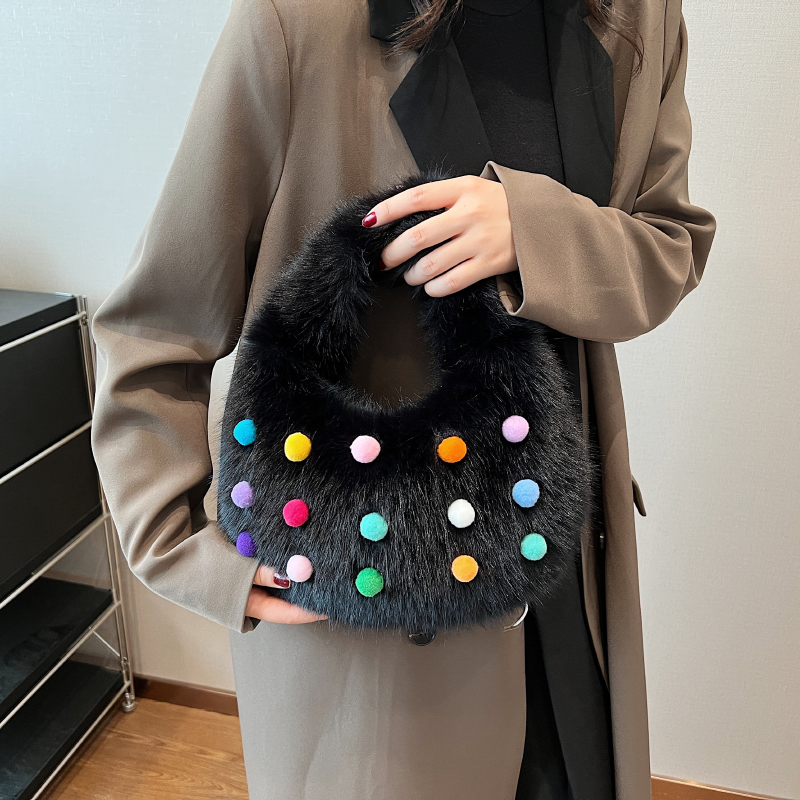 Frau Plüsch Punktmuster Strassenmode Quadrat Reißverschluss Handtasche display picture 5