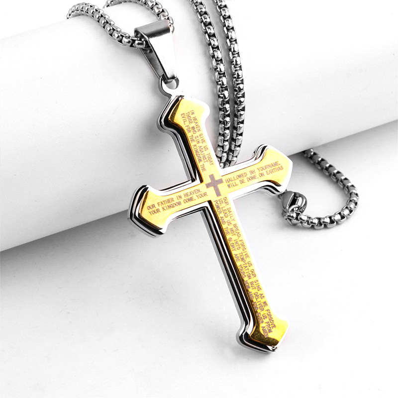 Classic Style Cross Titanium Steel Polishing 18K Gold Plated Men's display picture 1