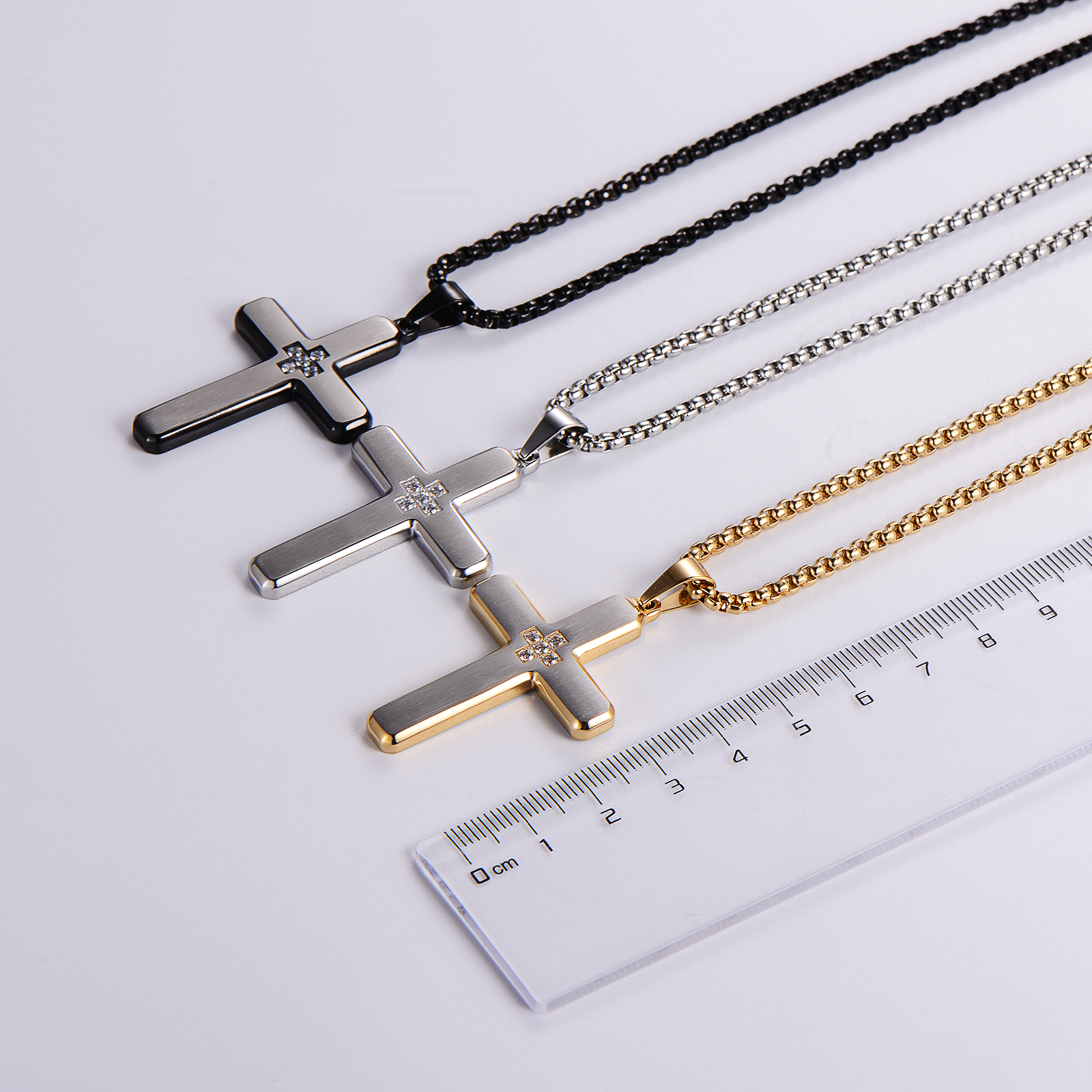 Hip-Hop Retro Cross 304 Stainless Steel Plating Rhinestones 18K Gold Plated Men's display picture 2