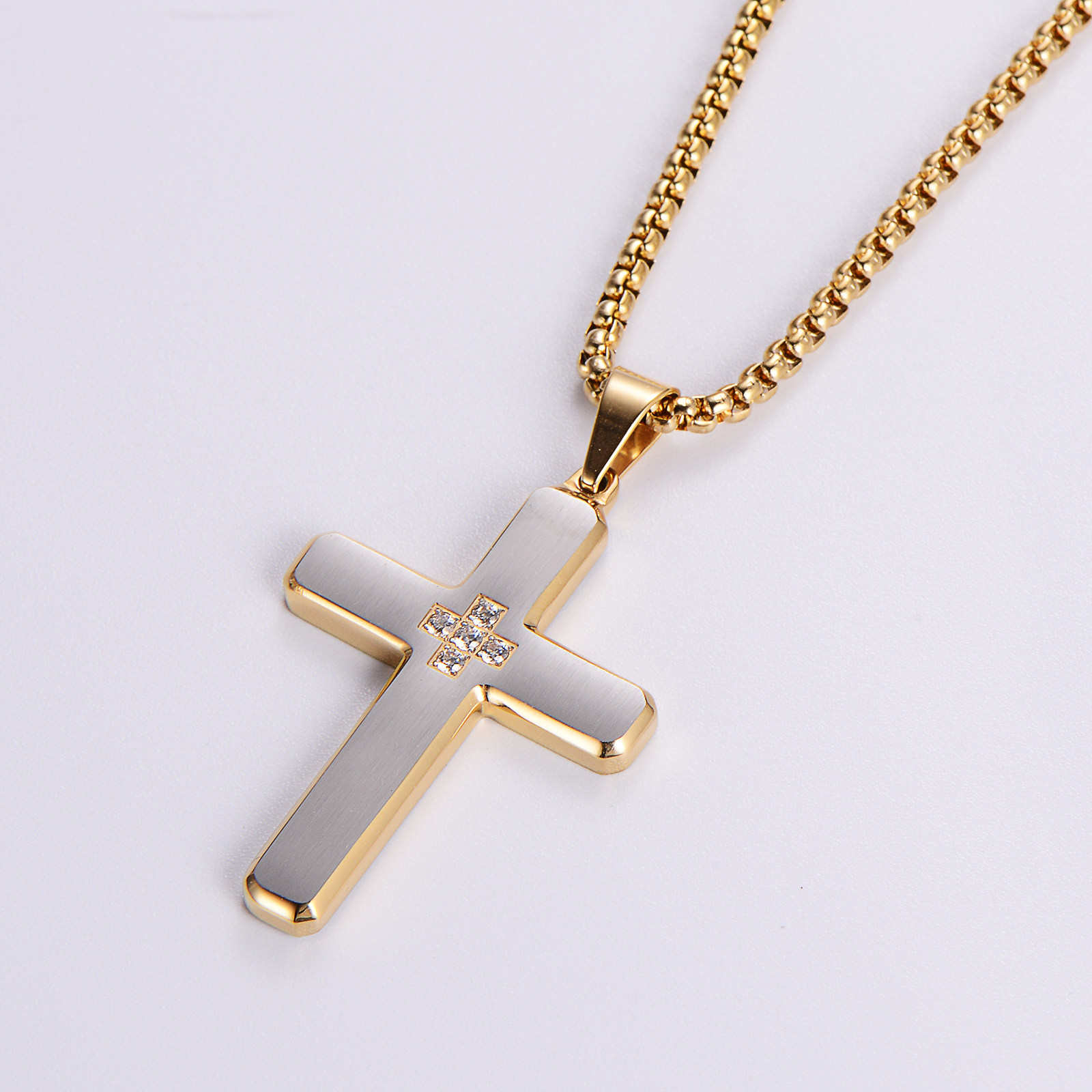 Hip-Hop Retro Cross 304 Stainless Steel Plating Rhinestones 18K Gold Plated Men's display picture 5