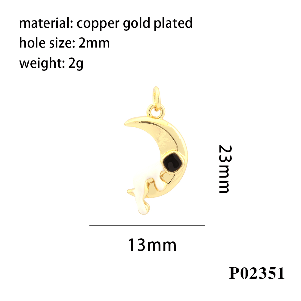 Simple Style Cross Astronaut Copper Enamel Inlay Zircon 18k Gold Plated Charms display picture 6