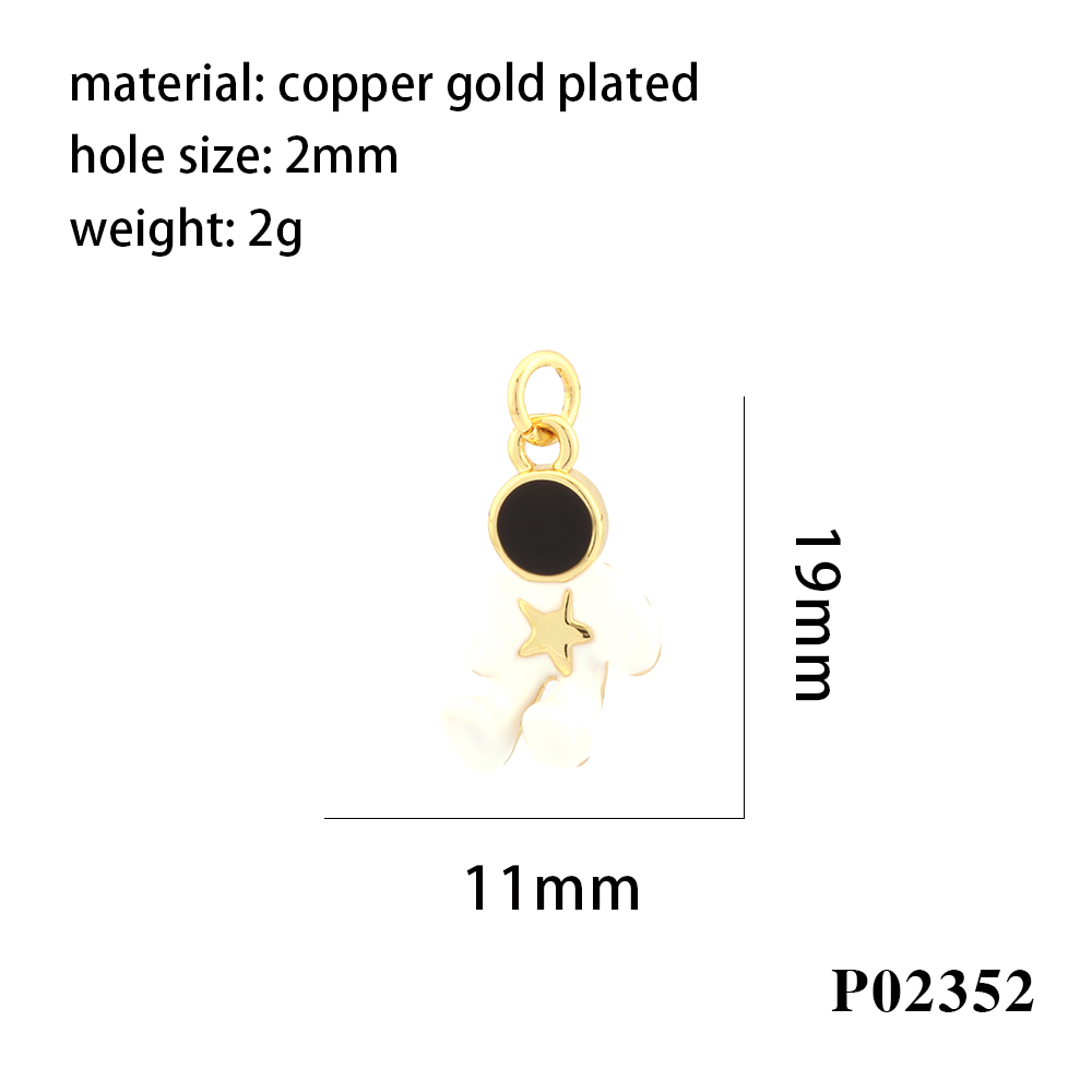Simple Style Cross Astronaut Copper Enamel Inlay Zircon 18k Gold Plated Charms display picture 7