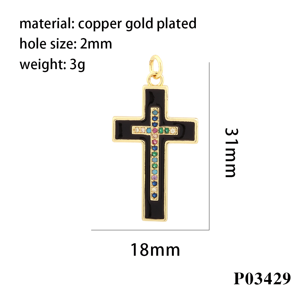 Simple Style Cross Astronaut Copper Enamel Inlay Zircon 18k Gold Plated Charms display picture 12